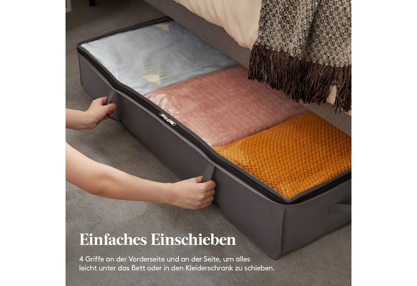 Lifewit Aufbewahrungsdose Unterbettkommode, Unterbett Faltbare Aufbewahrungsbox mit Deckel (6 St) – Bild 3 von 5