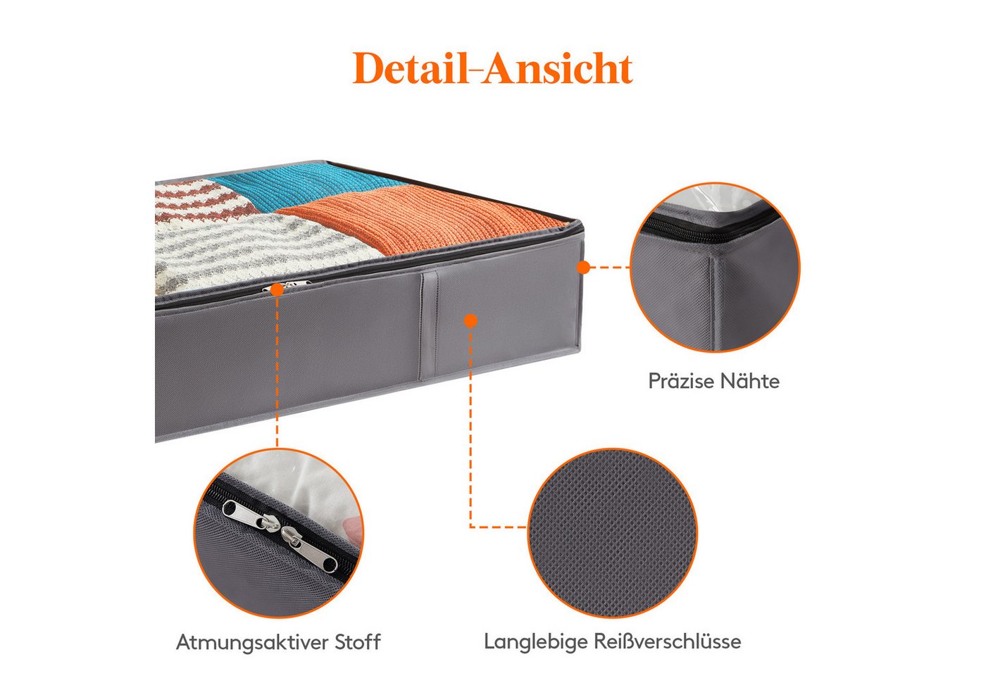Lifewit Aufbewahrungsdose Unterbettkommode, Unterbett Faltbare Aufbewahrungsbox mit Deckel (6 St) – Bild 4 von 5