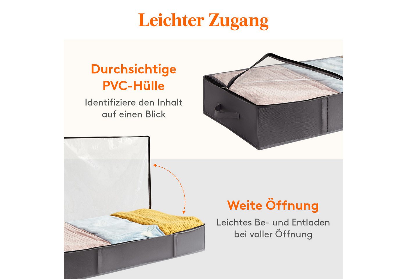 Lifewit Aufbewahrungsdose Unterbettkommode, Unterbett Faltbare Aufbewahrungsbox mit Deckel (6 St) – Bild 5 von 5