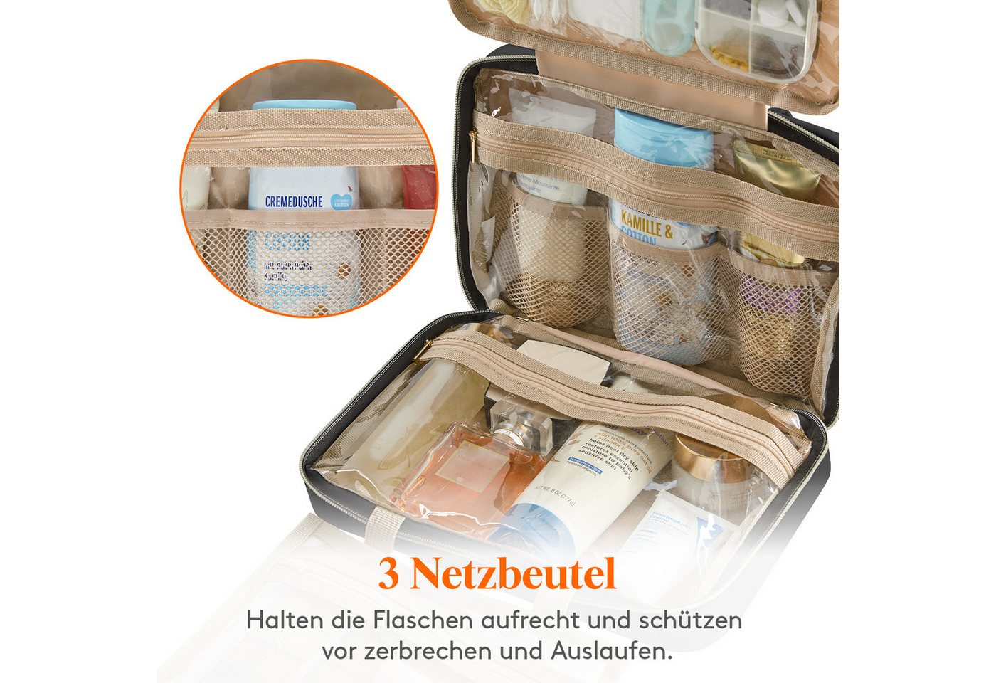 Lifewit Kulturbeutel Reise Kulturbeutel,Kosmetiktasche Kulturtasche zum Aufhängen Organizer (Packung, 1-tlg., 8L,B/H/T 32/23/10.5 cm, 4L,B/H/T 28/19/7.5 cm), Sp – Bild 5 von 5
