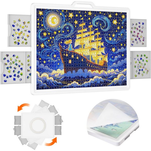 Lifewit Puzzleunterlage Puzzlebrett Tragbar Puzzle mit Filzmatte Multifunktionaler Puzzletisch