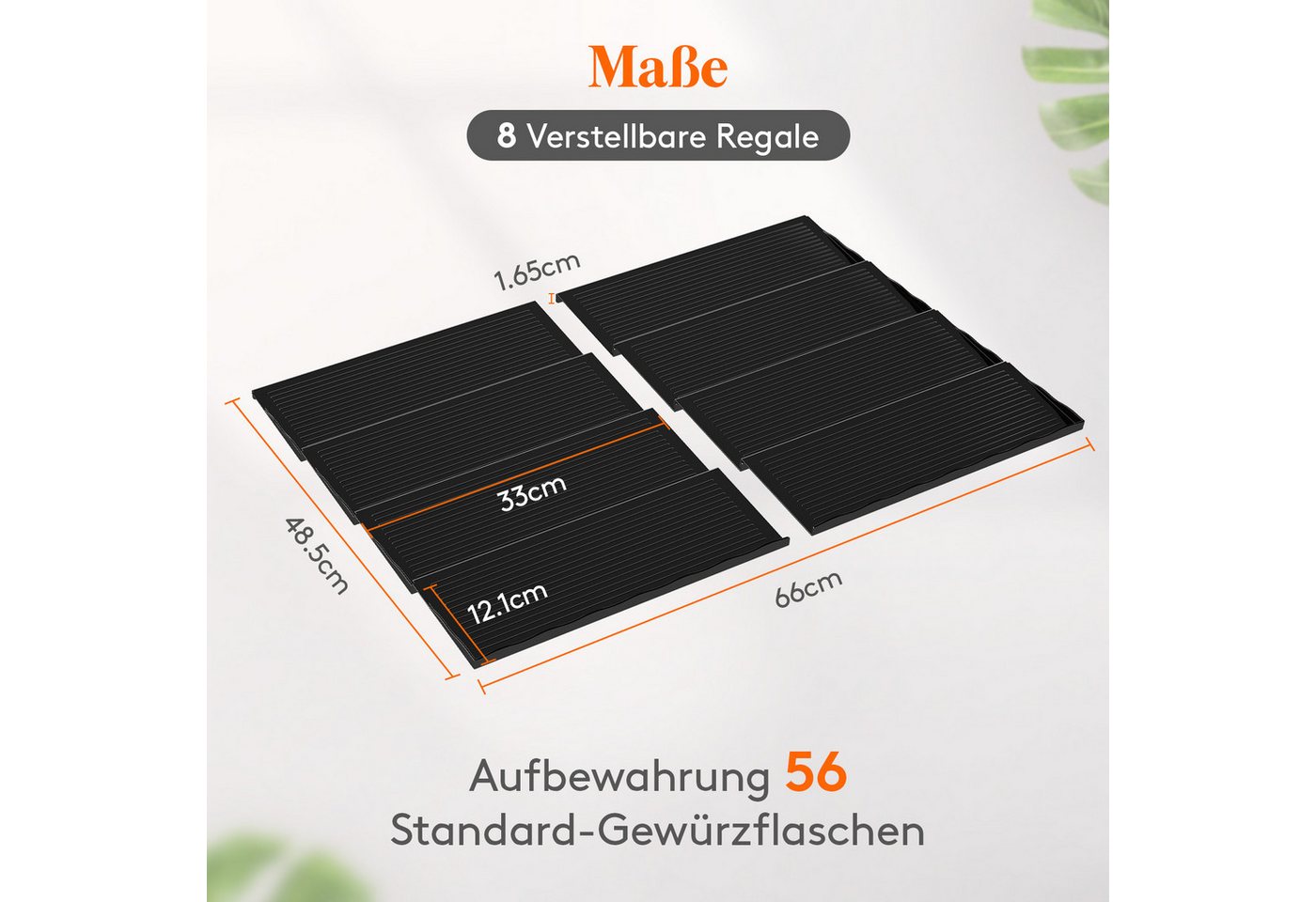 Lifewit Servierständer Justierbare Gewürzschublade Organizer, Expandable Gewürzregal, (8-tlg), Geneigtes – Bild 2 von 5