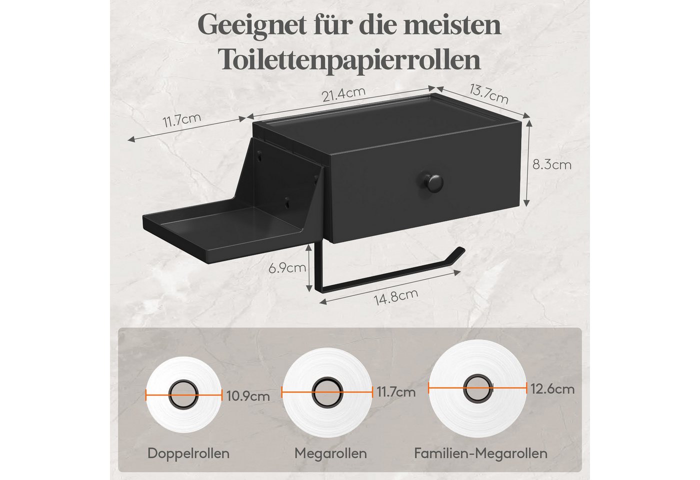 Lifewit Toilettenpapierhalter Toilettenpapierhalter, Klopapierhalter mit Feuchttücherbox. (1-St) – Bild 2 von 5
