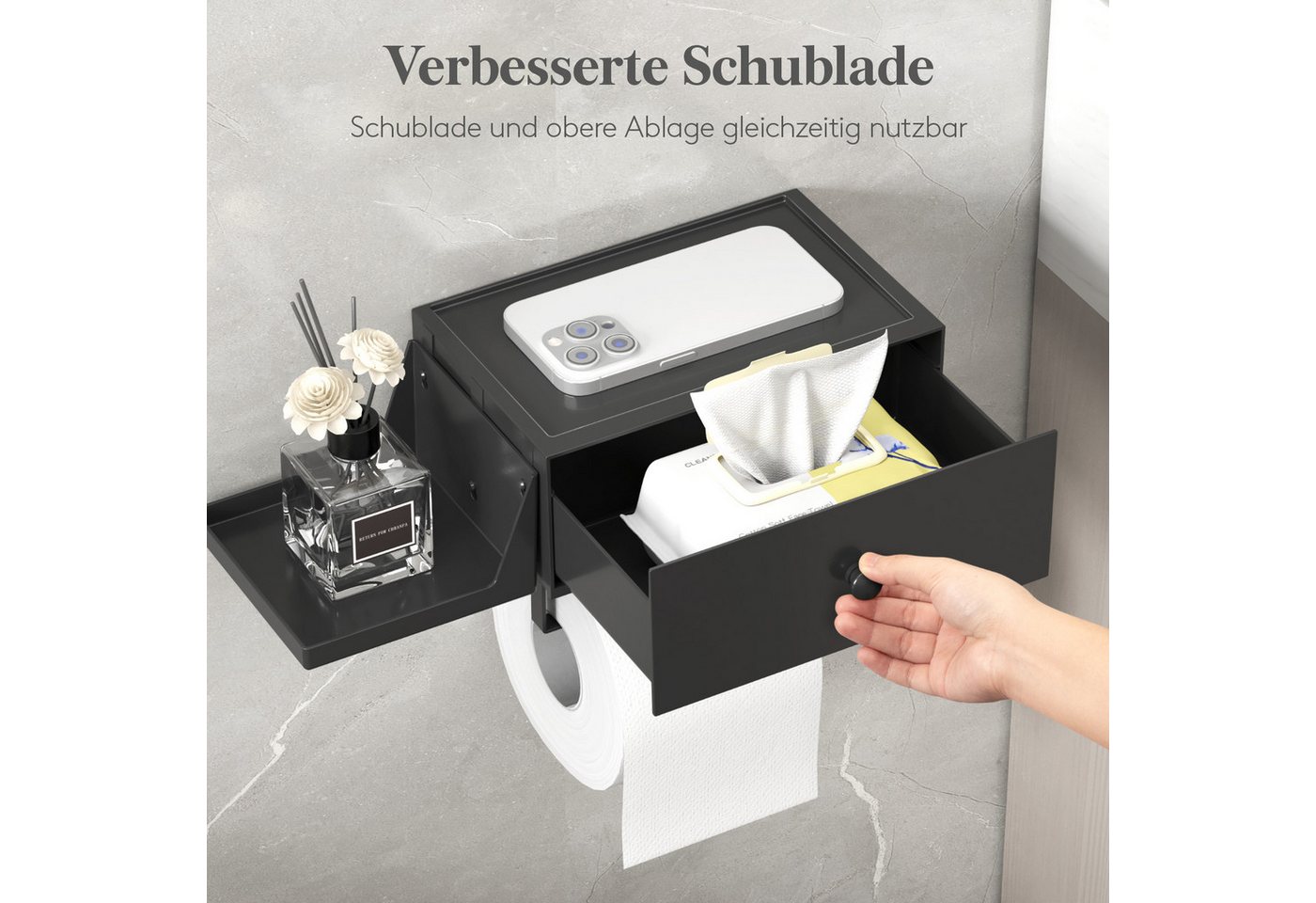 Lifewit Toilettenpapierhalter Toilettenpapierhalter, Klopapierhalter mit Feuchttücherbox. (1-St) – Bild 4 von 5