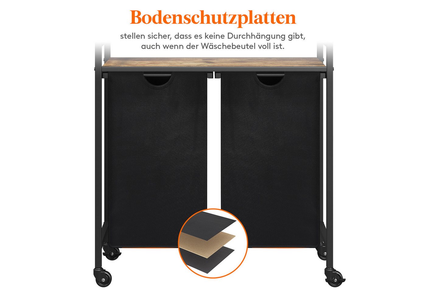 Lifewit Wäschebox Wäschekorb 2 Fächer mit Rollen – Bild 5 von 5