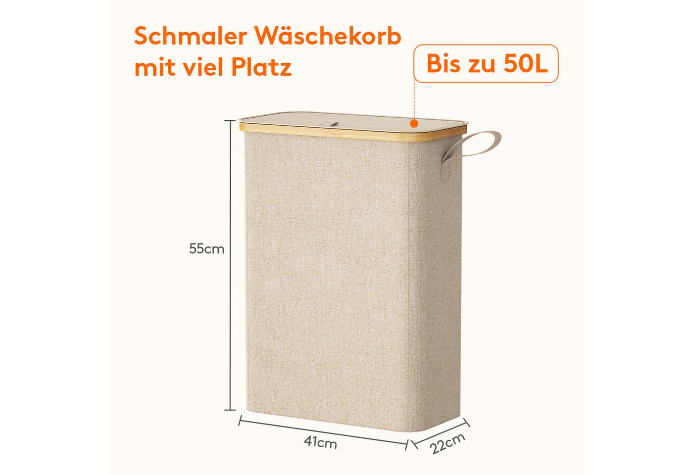 Lifewit Wäschebox Wäschekorb Schmal mit Deckel, Faltbarer Wäschesammler – Bild 2 von 5
