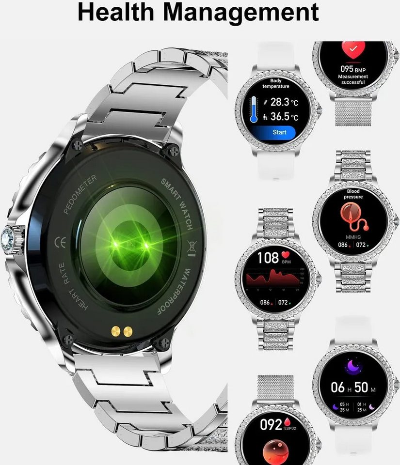 Lige Smartwatch Damen mit Metallband, 1.32 Zoll Fitnessuhr Telefonfunktion Smartwatch, Herzfrequenz Schlafmonitor, IP67 Wasserdicht Schrittzähler – Bild 4 von 4