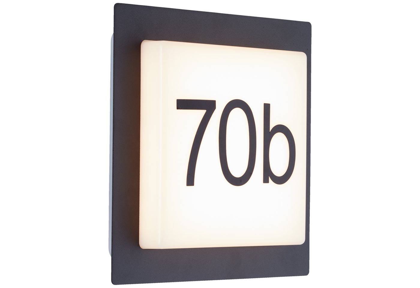 Lightbox Außen-Wandleuchte, LED fest integriert, Warmweiß, LED Außenwandlampe, inkl. Hausnummer, 18 x 18 x5 cm, 9 W, 1100 lm – Bild 2 von 5