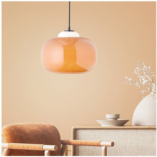Lightbox Pendelleuchte, ohne Leuchtmittel, Hängelampe, Ø 30 cm, 128,5 cm Höhe, E27, max. 60 W, Glas/Metall