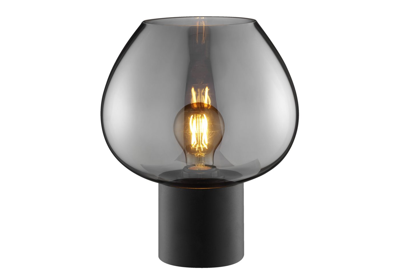 Lightbox Tischleuchte, ohne Leuchtmittel, Ø 23 x 27,5 cm, E27 Fassung, Glas Aluminium, schwarz Rauchglas – Bild 2 von 5