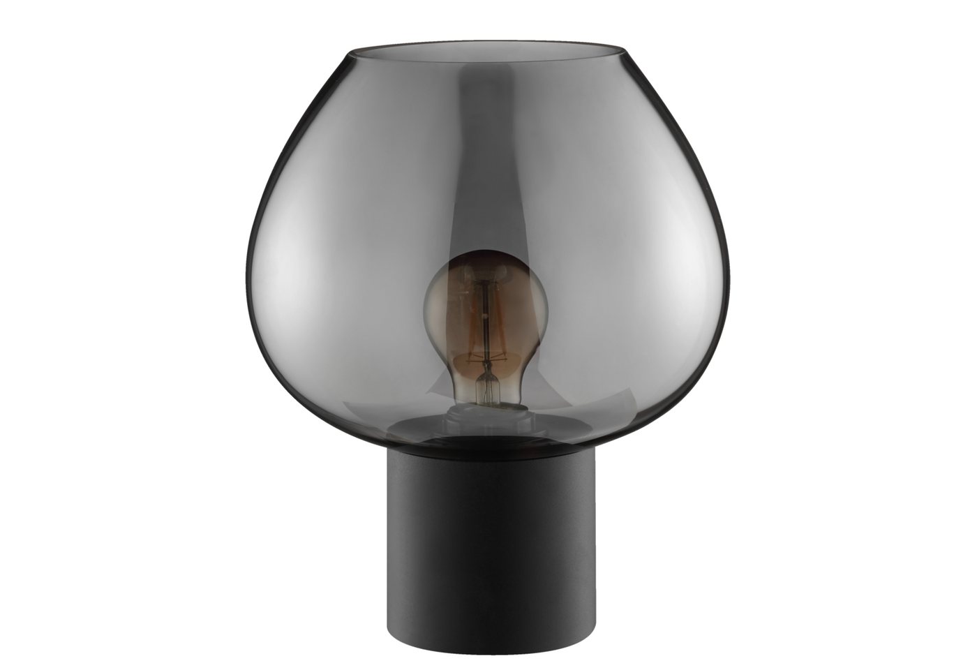 Lightbox Tischleuchte, ohne Leuchtmittel, Ø 23 x 27,5 cm, E27 Fassung, Glas Aluminium, schwarz Rauchglas – Bild 3 von 5