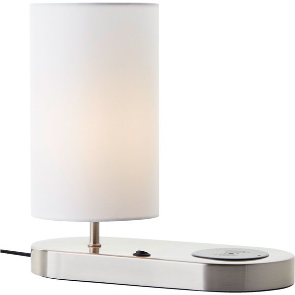 Lightbox Tischleuchte, ohne Leuchtmittel, Tischlampe, Wireless Charging, 26 cm, Ø 12 cm, E14, Schalter, weiß