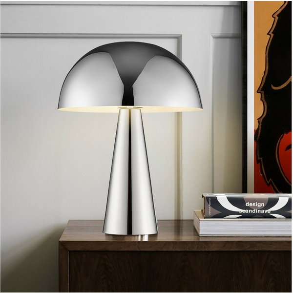 Lightbox Tischleuchte, ohne Leuchtmittel, Pilz Tischleuchte, 33 cm, Ø 25 cm, E14, max. 20 W, Metall, chromfarben