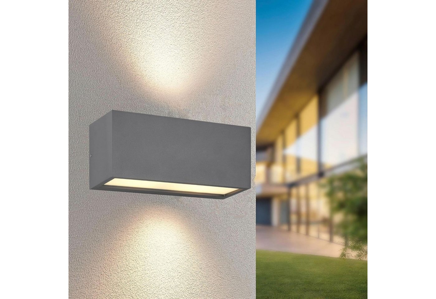 lightling Außen-Wandleuchte Marcel, ohne Leuchtmittel, Up and down Beleuchtung, Wandmontage, IP44 Outdoor, anthrazit – Bild 5 von 5