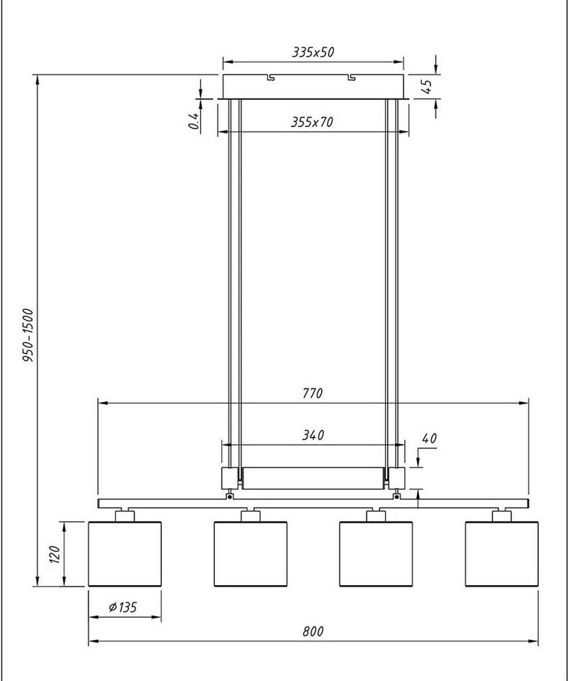 lightling Pendelleuchte Marita, höhenverstellbar, ohne Leuchtmittel, moderne Pendellampe, grau – Bild 4 von 5
