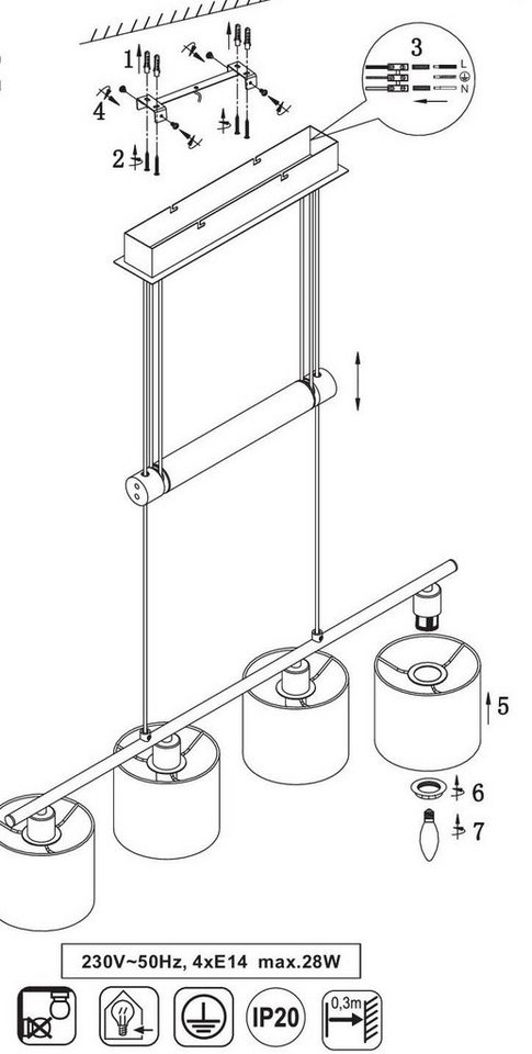 lightling Pendelleuchte Marita, höhenverstellbar, ohne Leuchtmittel, moderne Pendellampe, grau – Bild 5 von 5