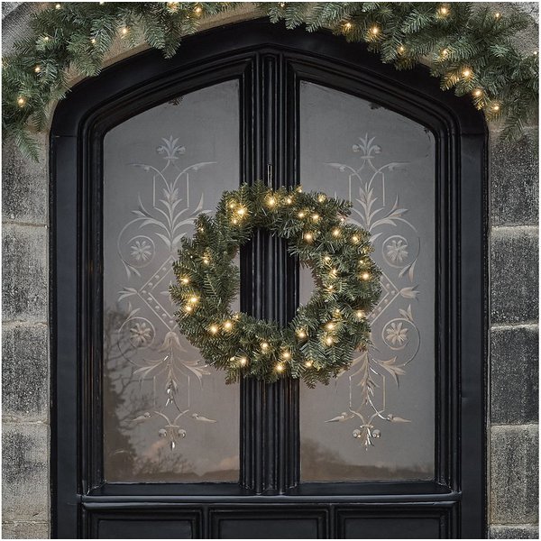 Lights4fun Dekokranz 50cm LED Weihnachtskranz Tannenzweige mit Beleuchtung