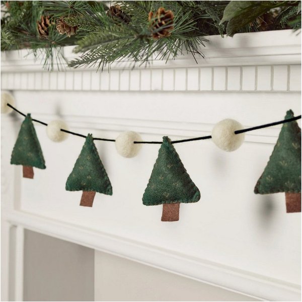 Lights4fun Girlanden 1,3m Weihnachtsgirlande Tannenbäume aus Filz