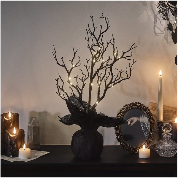 Lights4fun Künstlicher Weihnachtsbaum 50cm LED Baum Halloween Deko