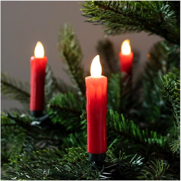 Lights4fun LED-Christbaumkerzen 20er LED Weihnachtsbaumkerzen rot