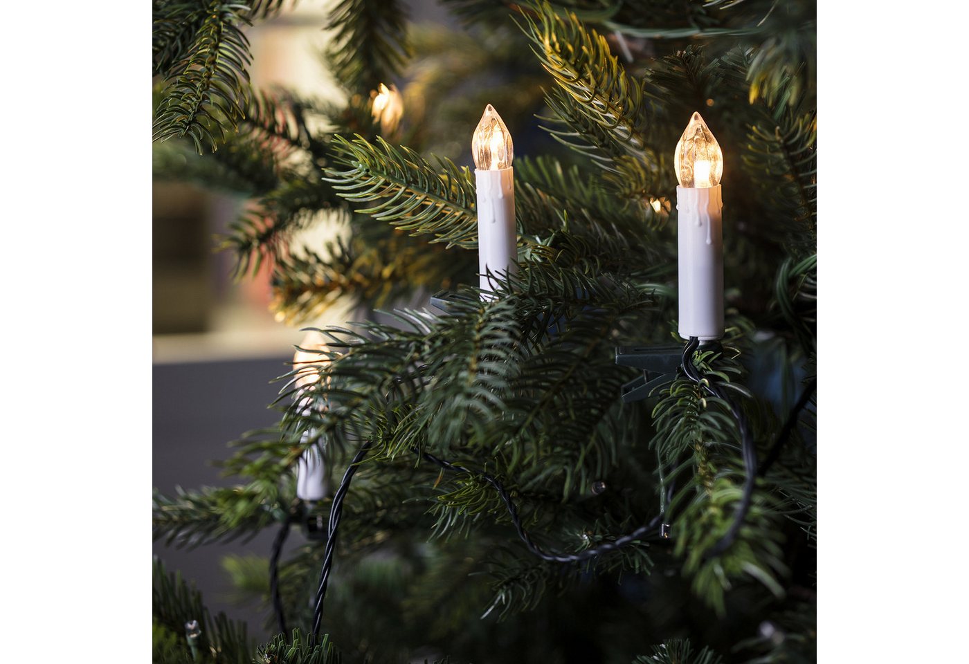 Lights4fun LED-Christbaumkerzen 50er LED Weihnachtsbaumkerzen Lichterkette – Bild 2 von 4