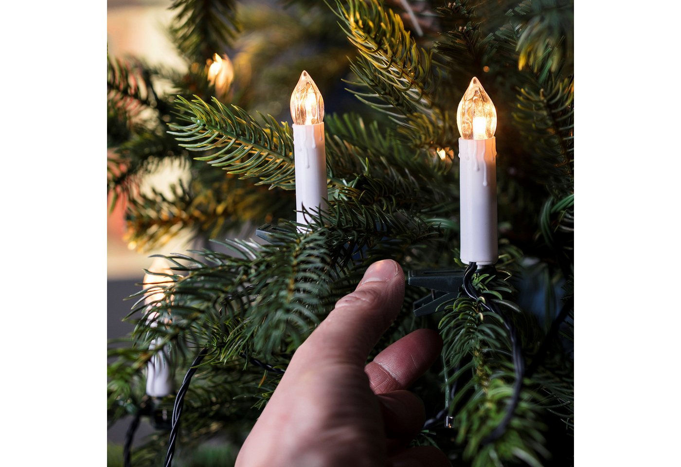 Lights4fun LED-Christbaumkerzen 50er LED Weihnachtsbaumkerzen Lichterkette – Bild 3 von 4