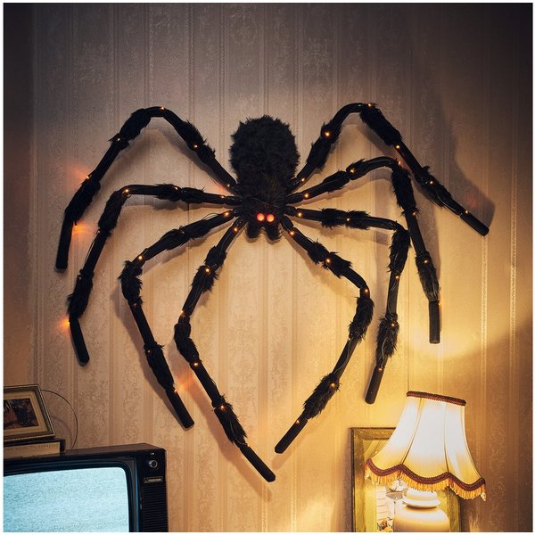 Lights4fun LED-Dekofigur 1,5m LED Halloweendeko Spinnenfigur