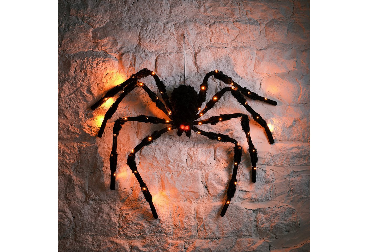Lights4fun LED-Dekofigur 1,5m LED Halloweendeko Spinnenfigur – Bild 2 von 2