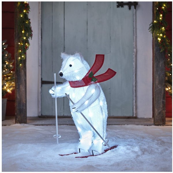 Lights4fun LED-Dekofigur LED-Weihnachtsfigur Außen Polarbär, Weihnachtsbeleuchtung, (H) 67 x (L) 30 x (T) 46 cm