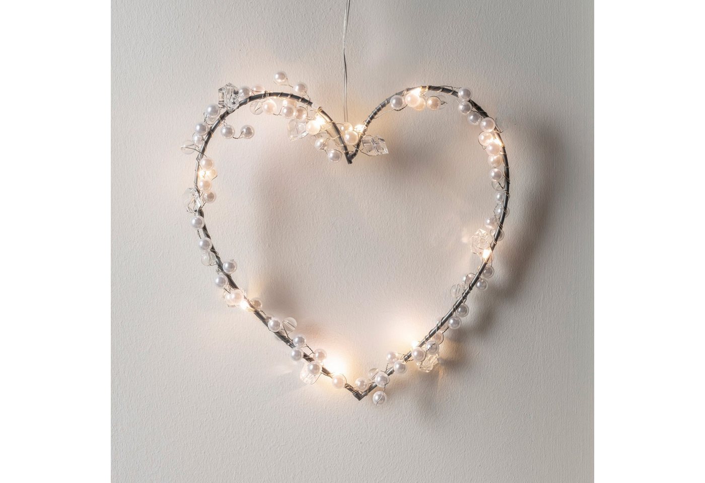 Lights4fun LED Dekolicht LED Herz Deko mit Perlen – Bild 2 von 5