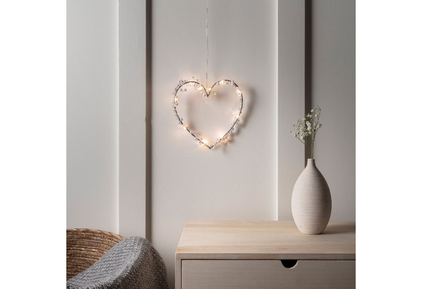 Lights4fun LED Dekolicht LED Herz Deko mit Perlen – Bild 3 von 5