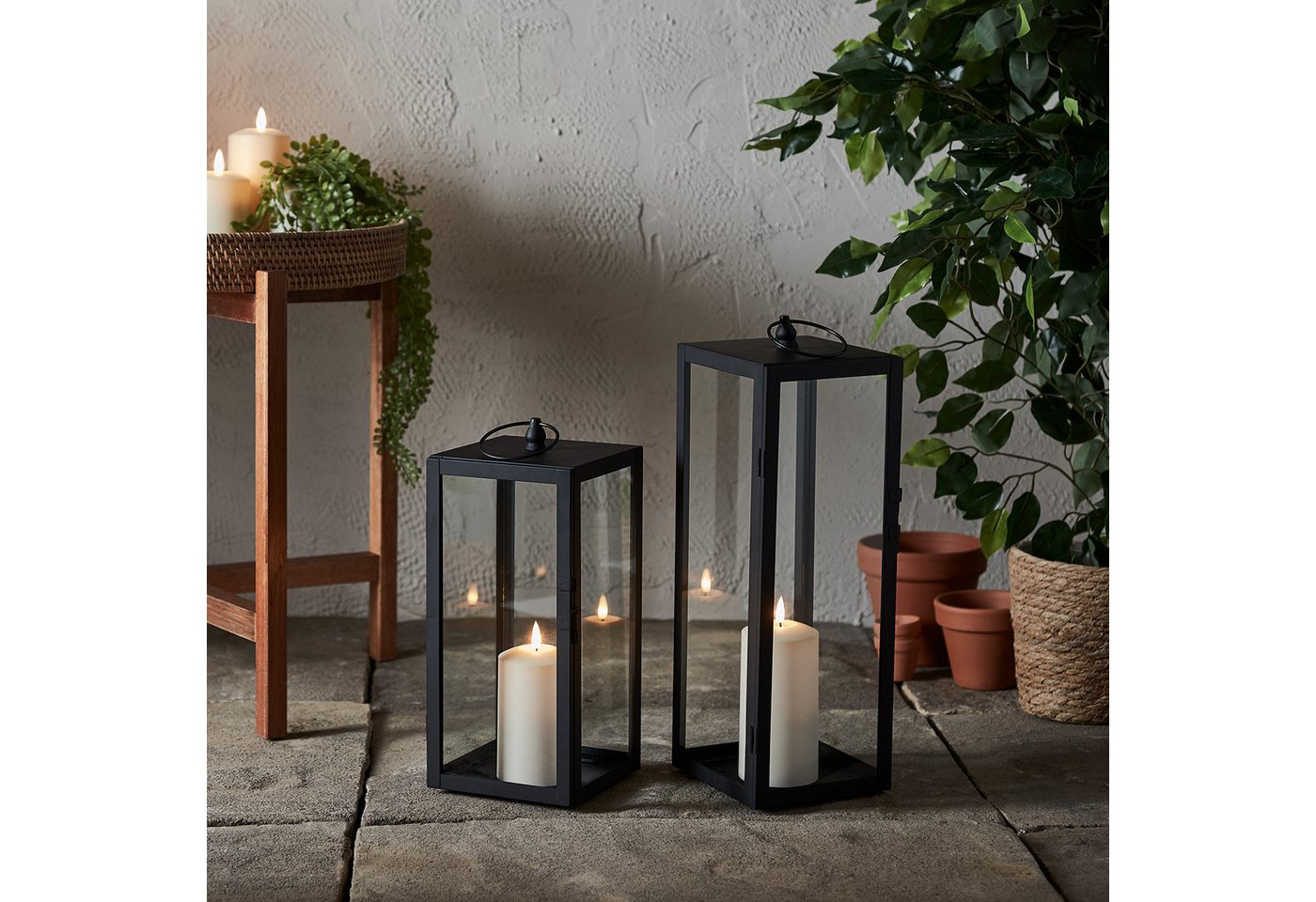 Lights4fun LED Laterne Bowen Gartenlaterne mit TruGlow® Outdoor Kerze, LED fest integriert – Bild 3 von 3