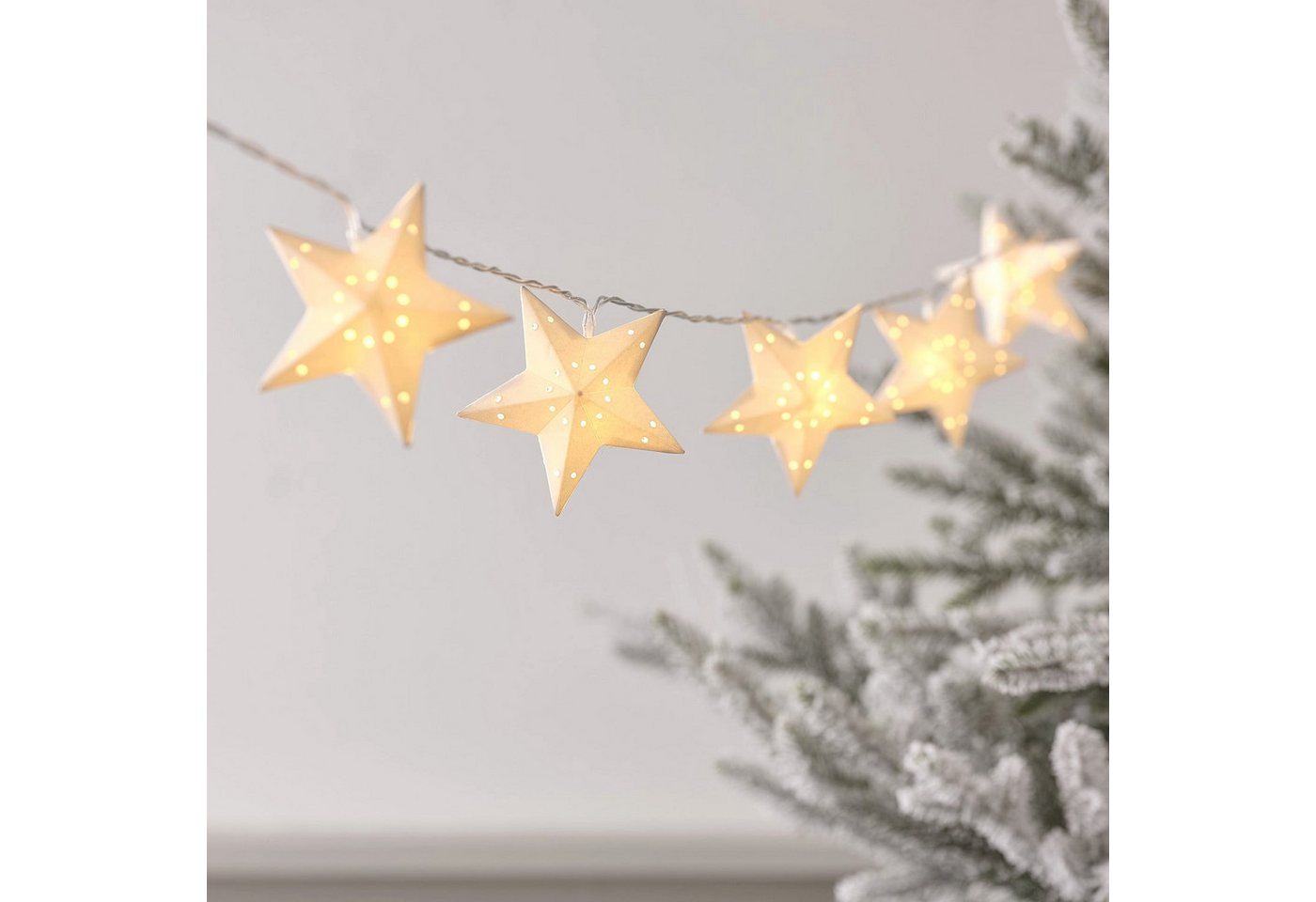 Lights4fun LED-Lichterkette 10er LED Lichterkette Papiersterne – Bild 2 von 4