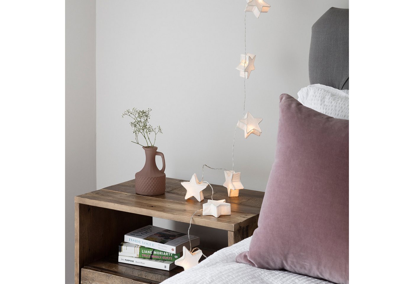 Lights4fun LED-Lichterkette 10er LED Papier Stern Lichterkette Batterie – Bild 2 von 5