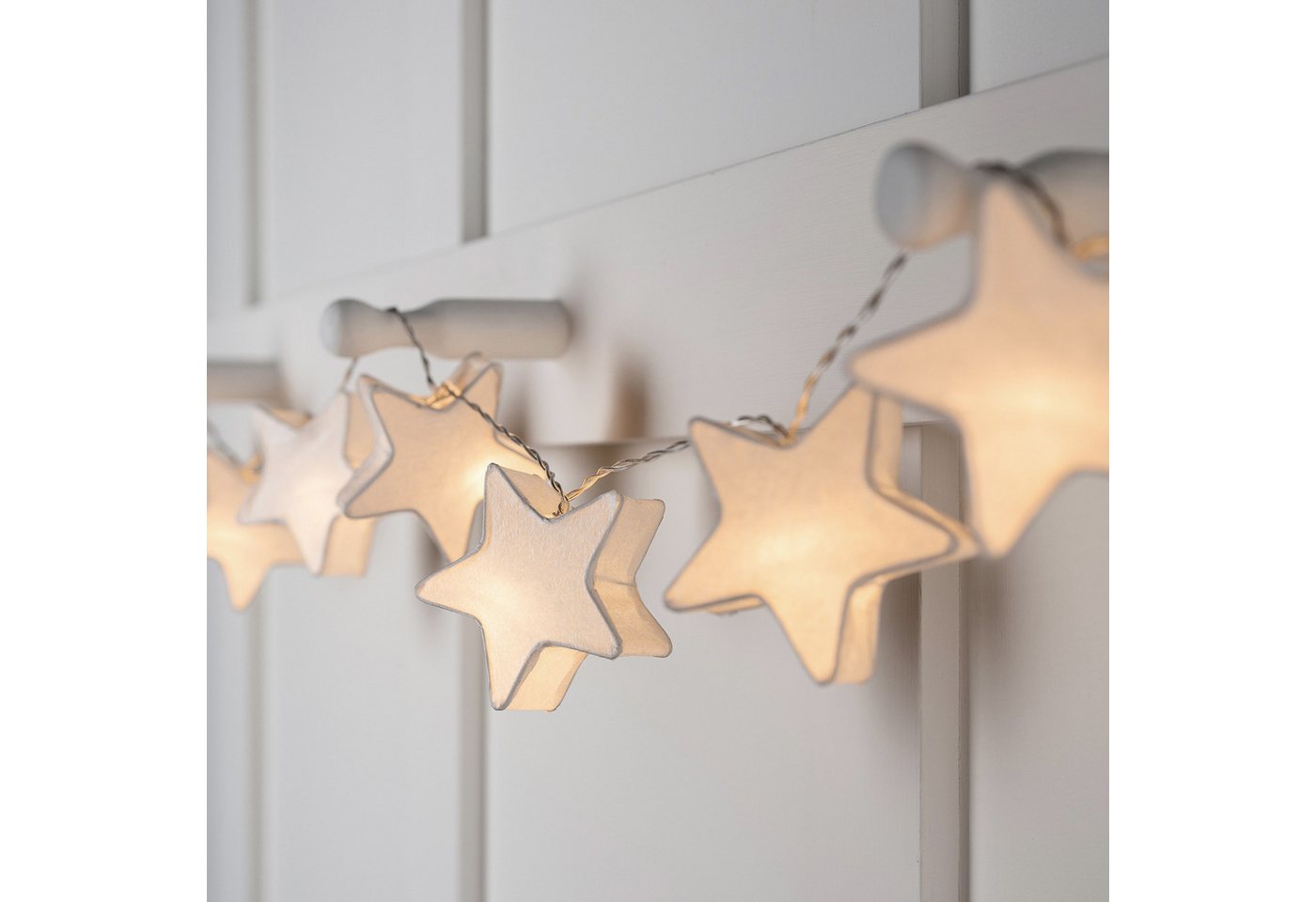 Lights4fun LED-Lichterkette 10er LED Papier Stern Lichterkette Batterie – Bild 5 von 5