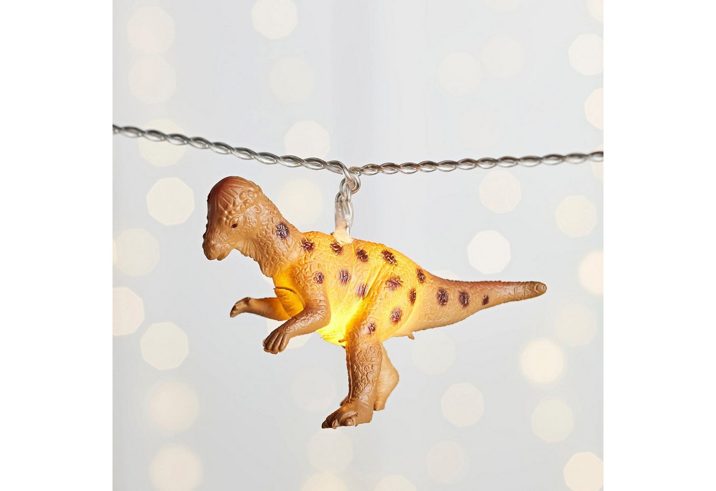 Lights4fun LED-Lichterkette 12er bunte Lichterkette Dinosaurier Batteriebetrieb – Bild 3 von 5