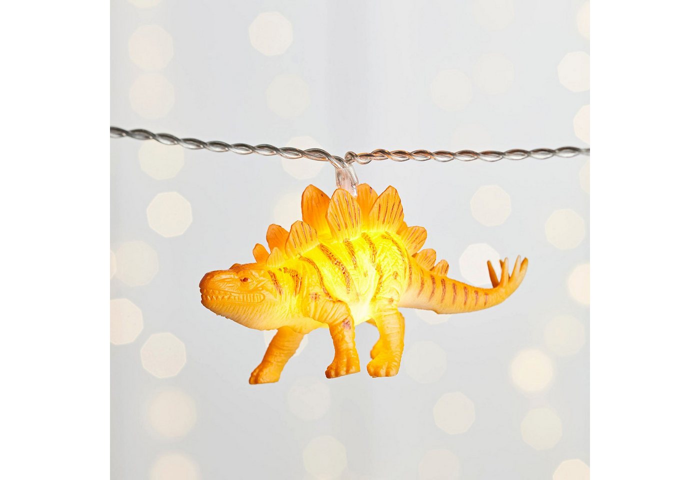 Lights4fun LED-Lichterkette 12er bunte Lichterkette Dinosaurier Batteriebetrieb – Bild 5 von 5