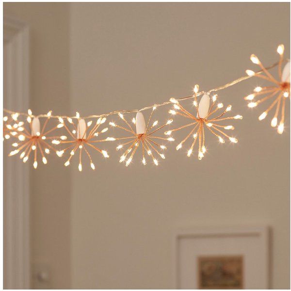 Lights4fun LED-Lichterkette 15er LED Lichterkette Sternenbälle rosegold