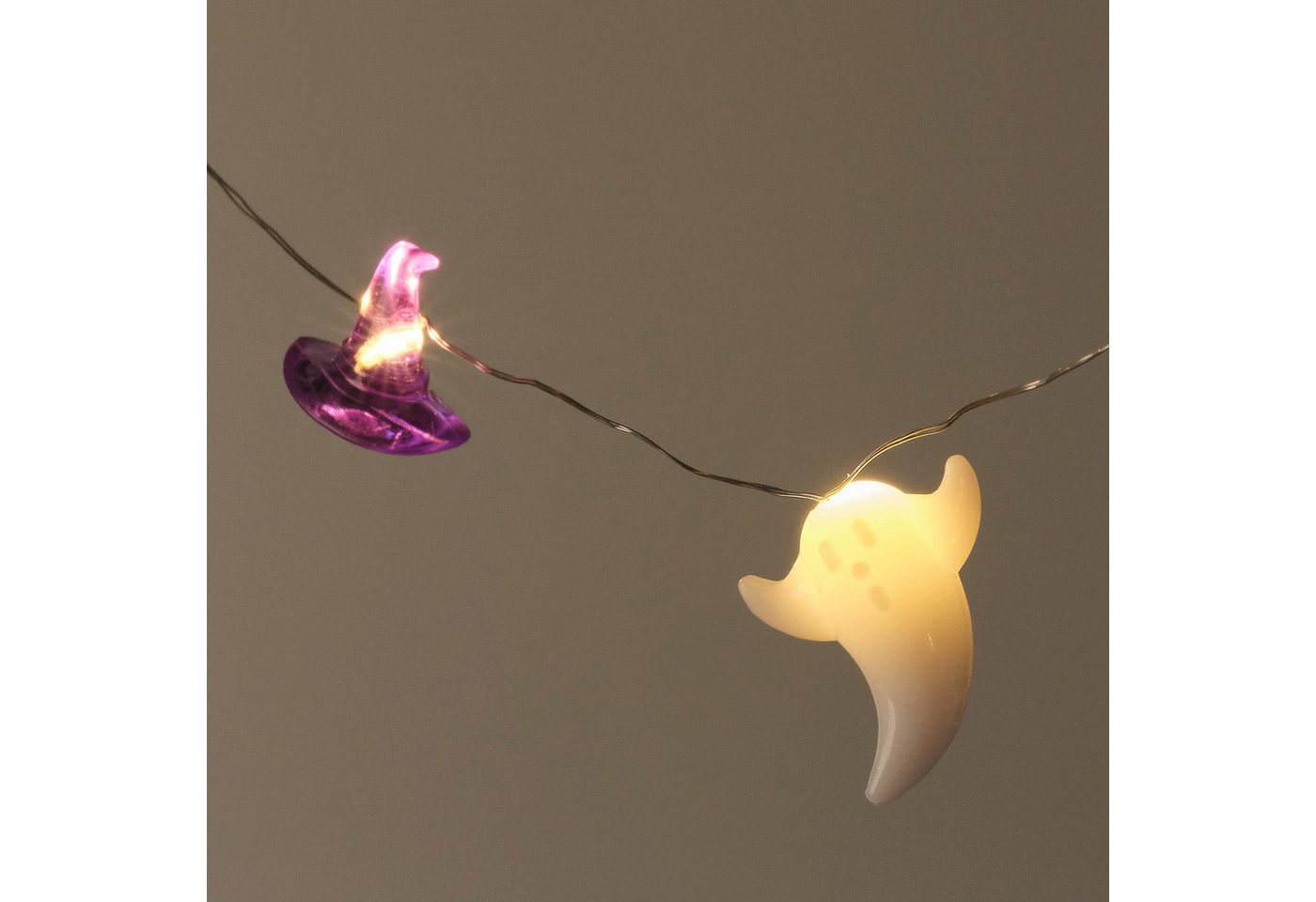 Lights4fun LED-Lichterkette 20er Halloween LED-Mikro-Lichterkette mit Geistern & Hexenhüten – Bild 2 von 4