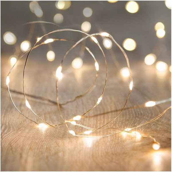 Lights4fun LED-Lichterkette 20er LED Micro Lichterkette warmweiß batteriebetrieben