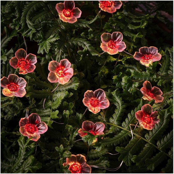 Lights4fun LED-Lichterkette 20er LED Micro Lichterkette außen pinke Kirschblüten
