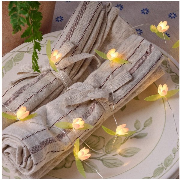 Lights4fun LED-Lichterkette 20er LED Micro Lichterkette außen pinke Rosen