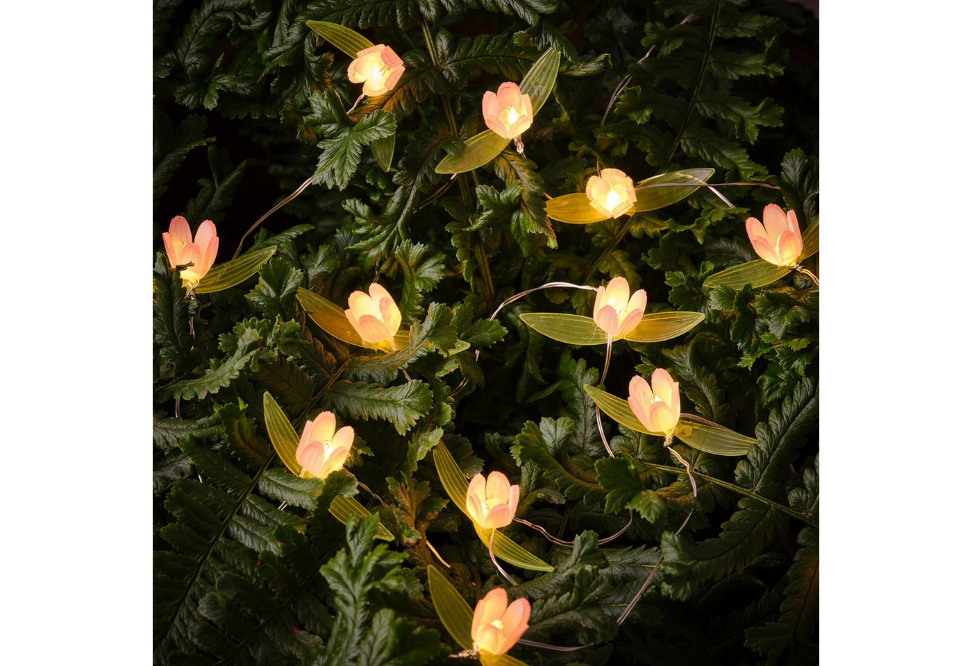 Lights4fun LED-Lichterkette 20er LED Micro Lichterkette außen pinke Rosen – Bild 3 von 5