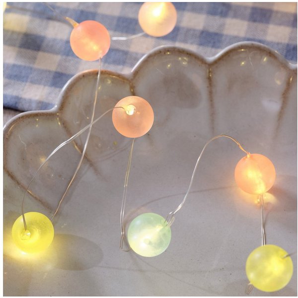 Lights4fun LED-Lichterkette 20er LED Micro Lichterkette bunte pastell Kugeln
