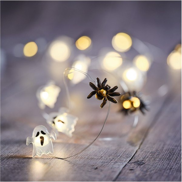 Lights4fun LED-Lichterkette 20er LED Micro Lichterkette Geister und Spinnen