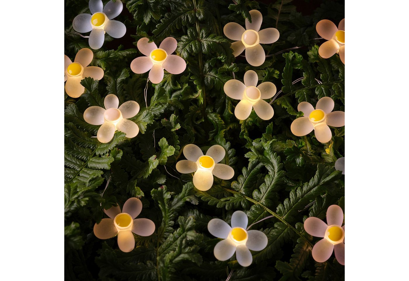 Lights4fun LED-Lichterkette 20er LED Micro Lichterkette außen Gänseblümchen – Bild 3 von 5