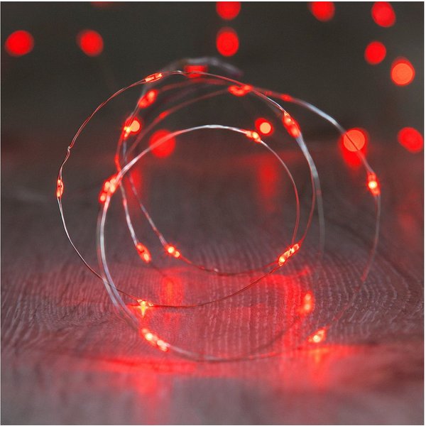 Lights4fun LED-Lichterkette 20er LED Micro Lichterkette rot batteriebetrieben