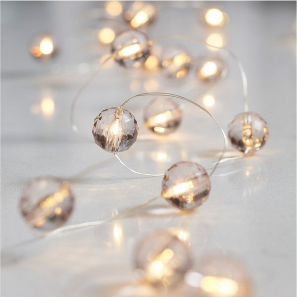 Lights4fun LED-Lichterkette 20er Micro Lichterkette Perlen warmweiß
