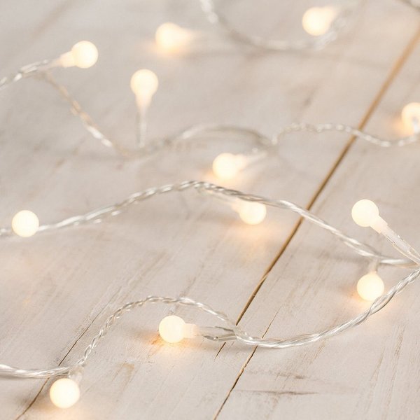 Lights4fun LED-Lichterkette 40er LED Kugel Lichterkette warmweiß