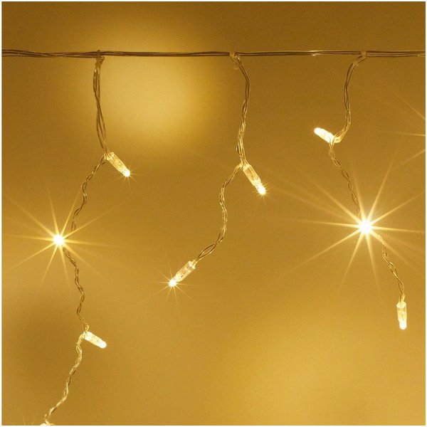 Lights4fun LED-Lichterkette Core Connect 2m 64er LED Eiszapfen Lichterkette warmweiß koppelbar tra